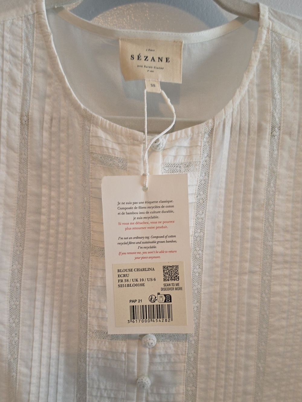 NWT Sezane Charlina Top Size 6 - Picture 3 of 3